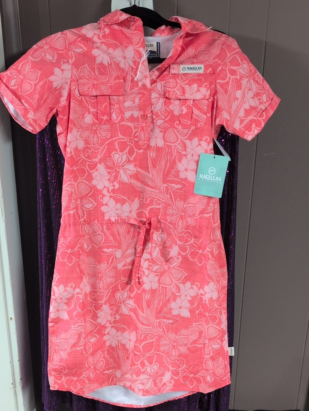 Magellan Outdoors Coral Pink Floral Summer Dress
